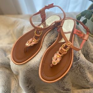 Gold and peach colored sandals